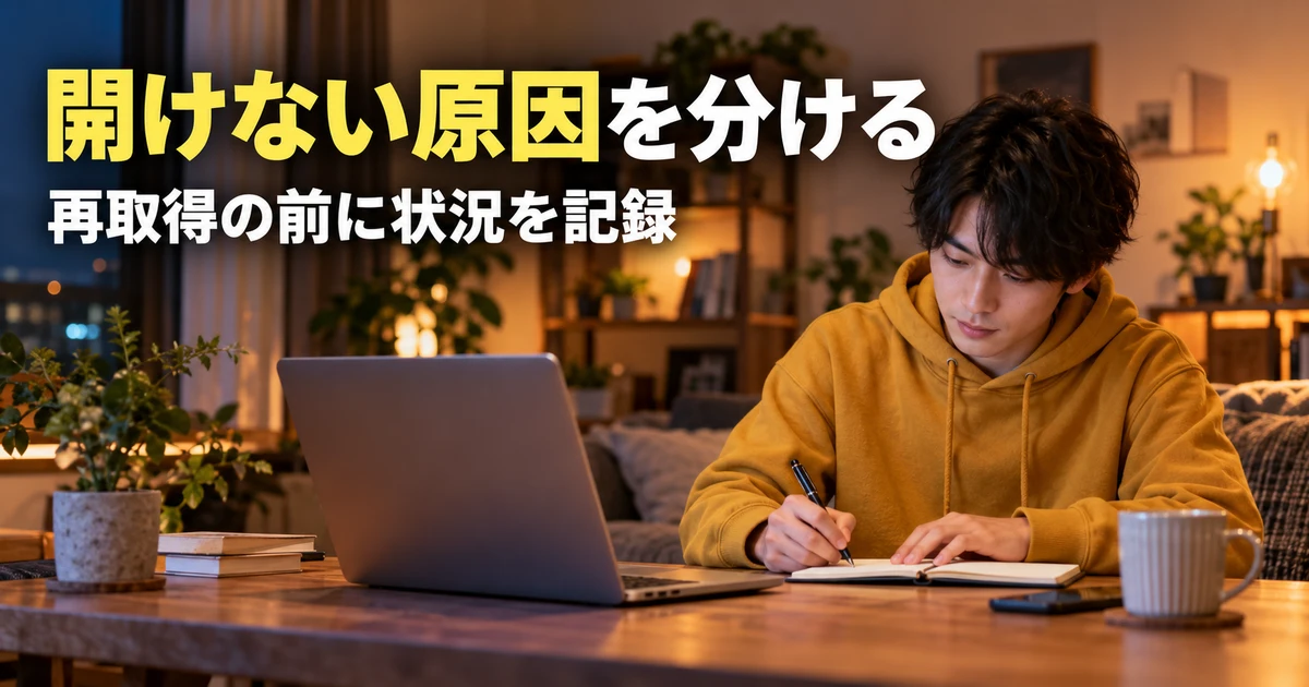 解凍できない状況を記録して原因を調べる説明用生成画像