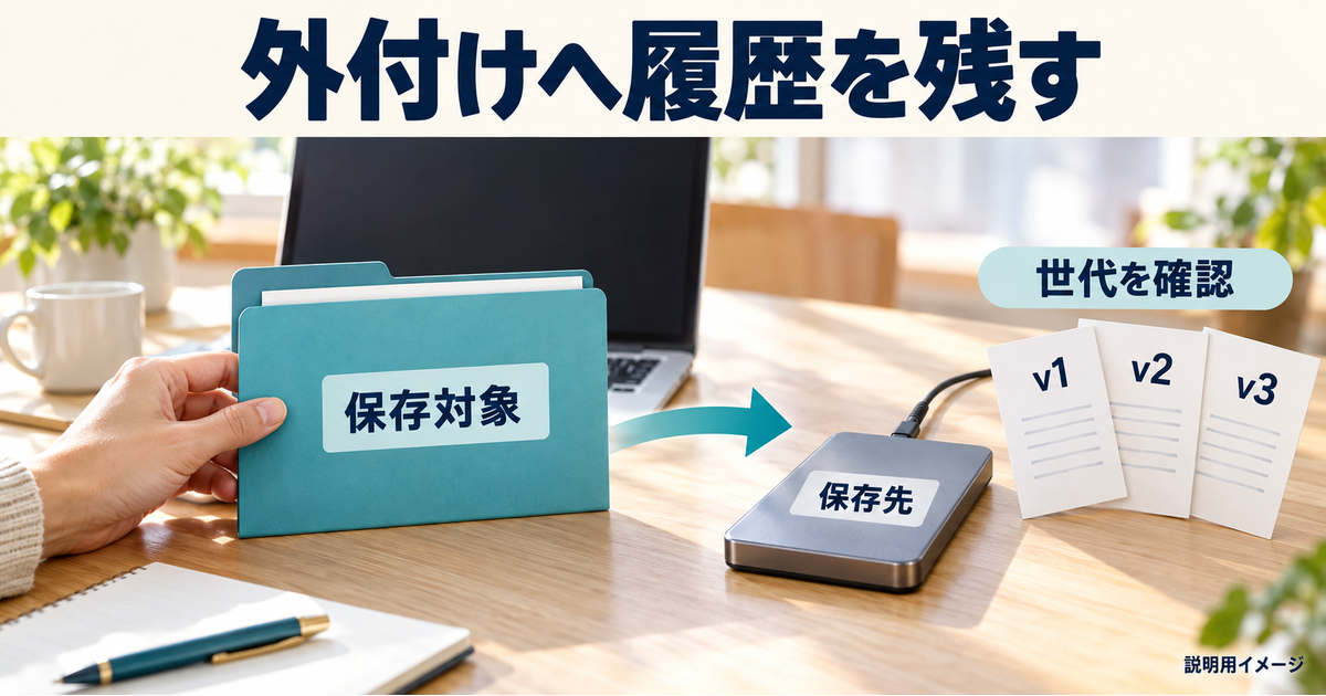 ファイル履歴の対象と保存先を確認する図