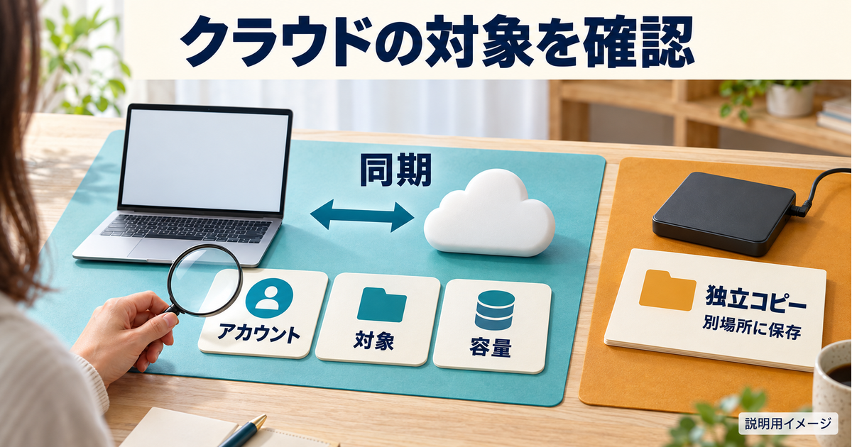 Windowsバックアップの対象項目と容量を確認する図