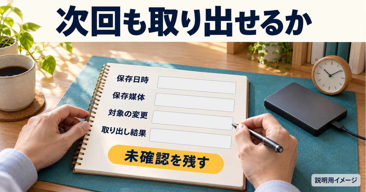 次回の保存と取り出し確認を記録する図