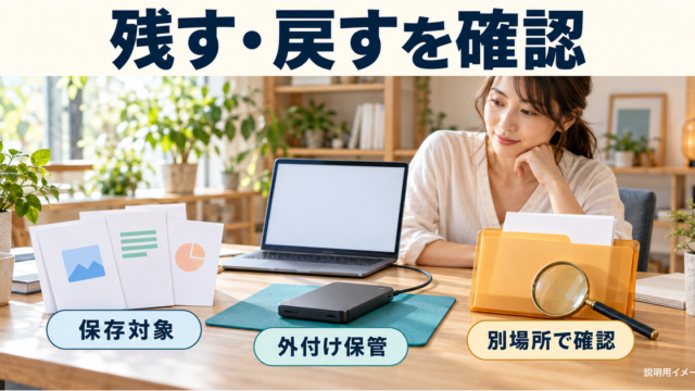 Windows11の仕事ファイルを保存して取り出すイメージ