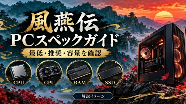 風燕伝PC版のCPU・GPU・メモリ・SSDを確認する解説図