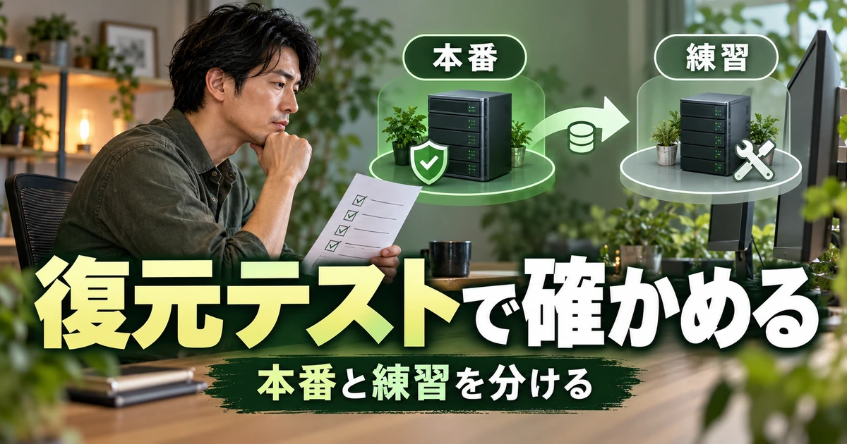 本番と練習の環境を分けて復元を確かめる図