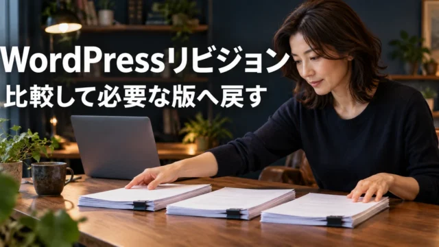 記事の複数の版を比較して復元を考える女性の説明用生成画像