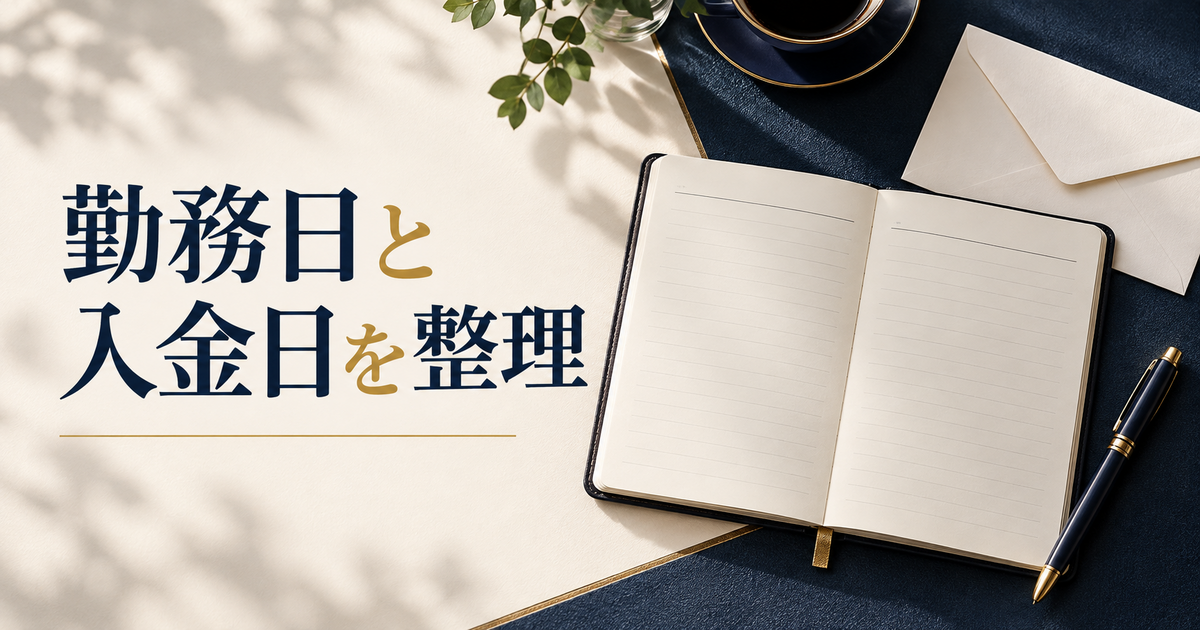 勤務日と入金日を分けて整理するためのノート