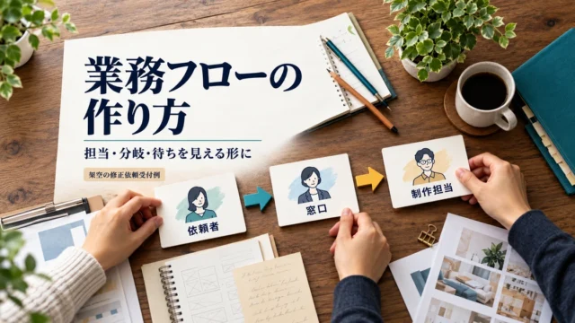 業務フローの作り方を、依頼者・窓口・制作担当の3役で考える架空の修正依頼受付の概要