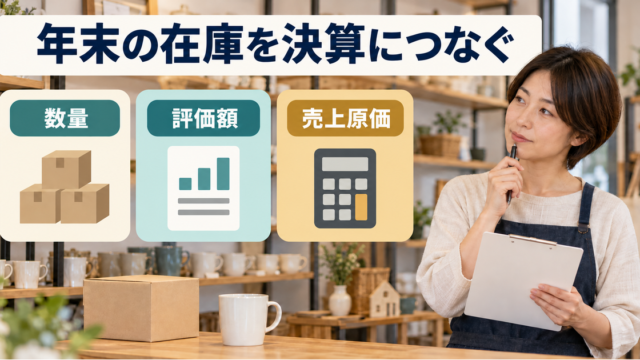 雑貨店の個人事業主が年末在庫の数量、評価額、売上原価を別の段階として確認する