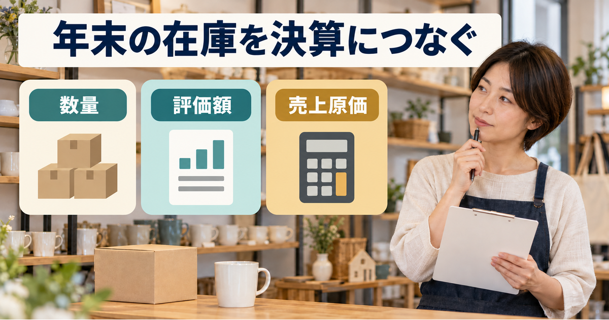 雑貨店の個人事業主が年末在庫の数量、評価額、売上原価を別の段階として確認する
